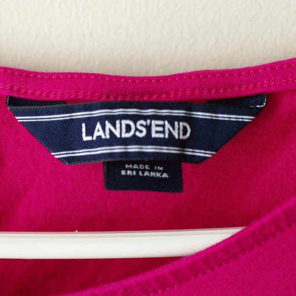 Lands' End Hot Pink Jersey Knit/Poly Combo T-Shirt - Picture 3 of 7